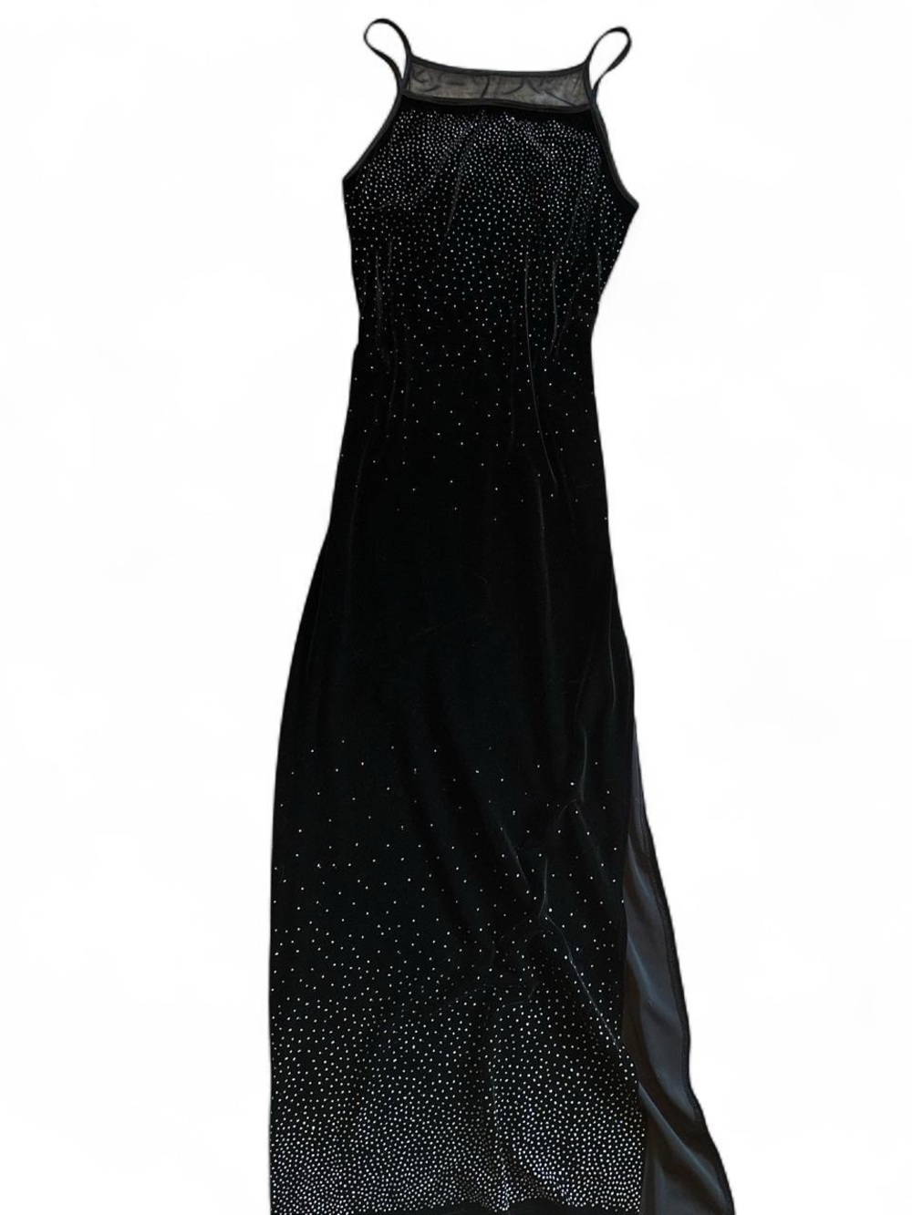 Vintage 90s Black Velvet Velour Status Collection Maxi Dress